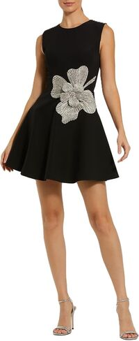 Mac Duggal Crepe Sleeveless Mini Dress with Rhinestone Flower in Saudi Arabia