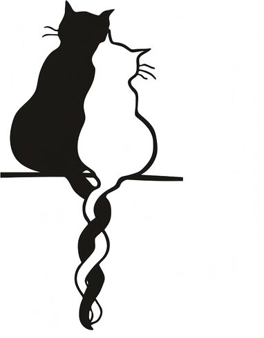Jieyouhui Black Cat loves Metal Wall Art Decor Sign Wall Sculpture for Living Room Bedroom Kitchen Office Metal Cat Lovers Art Wall Decor in Saudi Arabia