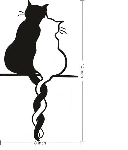 Jieyouhui Black Cat loves Metal Wall Art Decor Sign Wall Sculpture for Living Room Bedroom Kitchen Office Metal Cat Lovers Art Wall Decor in Saudi Arabia