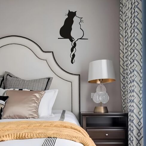 Jieyouhui Black Cat loves Metal Wall Art Decor Sign Wall Sculpture for Living Room Bedroom Kitchen Office Metal Cat Lovers Art Wall Decor in Saudi Arabia