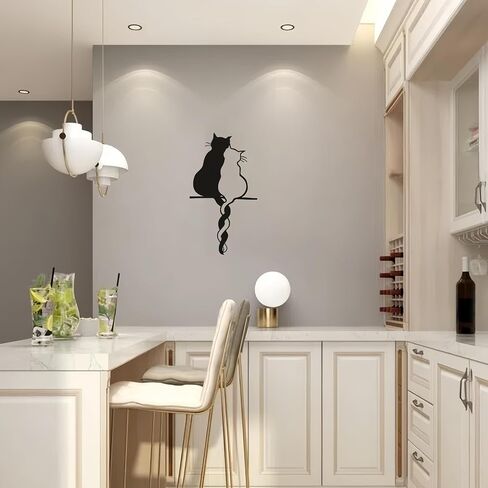 Jieyouhui Black Cat loves Metal Wall Art Decor Sign Wall Sculpture for Living Room Bedroom Kitchen Office Metal Cat Lovers Art Wall Decor in Saudi Arabia