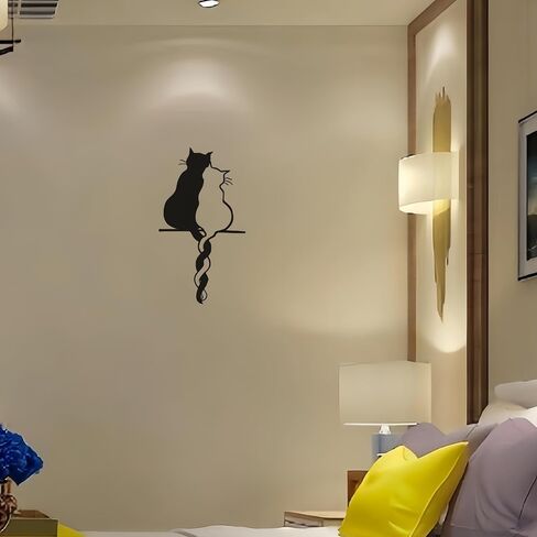Jieyouhui Black Cat loves Metal Wall Art Decor Sign Wall Sculpture for Living Room Bedroom Kitchen Office Metal Cat Lovers Art Wall Decor in Saudi Arabia