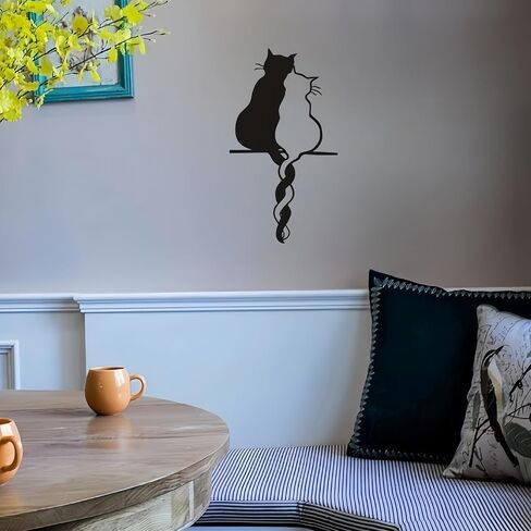 Jieyouhui Black Cat loves Metal Wall Art Decor Sign Wall Sculpture for Living Room Bedroom Kitchen Office Metal Cat Lovers Art Wall Decor in Saudi Arabia