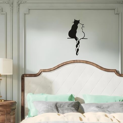 Jieyouhui Black Cat loves Metal Wall Art Decor Sign Wall Sculpture for Living Room Bedroom Kitchen Office Metal Cat Lovers Art Wall Decor in Saudi Arabia