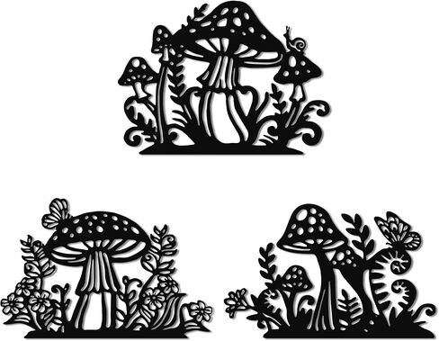 Enchanting Mushroom Wall Decor for Kitchen & Bathroom - Vibrant Mushroom Art Sculpture with Lifelike Toadstool Designs, Easy Install Rust-Resistant Metal Wall Art for Living Room, Bedroom, Office in Kuwait