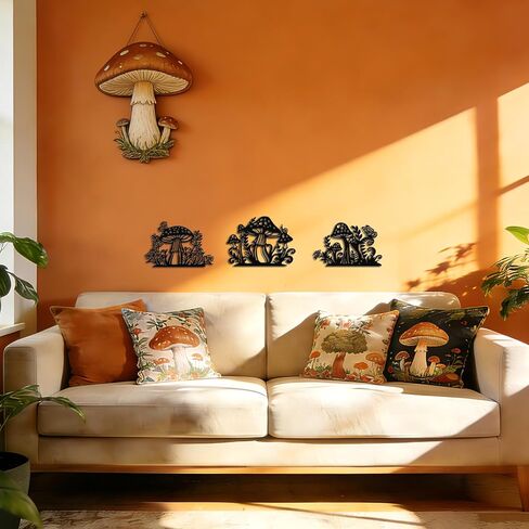 Enchanting Mushroom Wall Decor for Kitchen & Bathroom - Vibrant Mushroom Art Sculpture with Lifelike Toadstool Designs, Easy Install Rust-Resistant Metal Wall Art for Living Room, Bedroom, Office in Kuwait