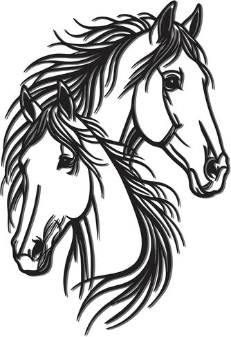 JEWLOVE Dual Horse Metal Wall Art, 13.78×9.37 Inch Black Rustic Horse Head Wall Sculpture, Western Farmhouse Line Art Wall Decor for Living Room, Bedroom, Farm, Equestrian Club & Home Office in Kuwait