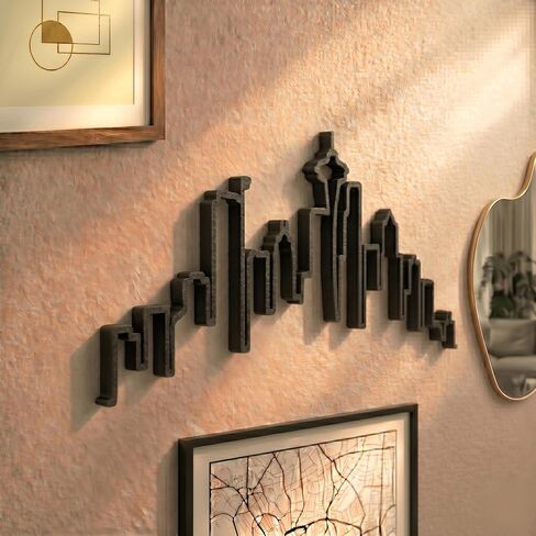 Pamani | Seattle Skyline Wall Art – 3D Cityscape Wall Decor, Large 28" Modern Home Decor for Living Room, Office, Apartment, Minimalist Urban Skyline Art (Obsidian Black) in Saudi Arabia