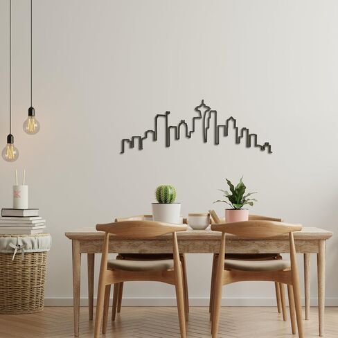 Pamani | Seattle Skyline Wall Art – 3D Cityscape Wall Decor, Large 28" Modern Home Decor for Living Room, Office, Apartment, Minimalist Urban Skyline Art (Obsidian Black) in Saudi Arabia