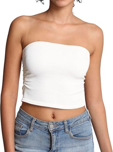 Tube Tops for Women Strapless Bandeau Sleeveless Crop Top Basic Backless Summer Going Out Tank Top in Saudi Arabia