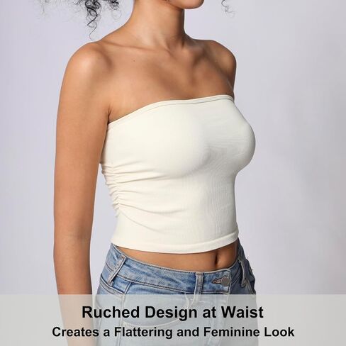 Tube Tops for Women Strapless Bandeau Sleeveless Crop Top Basic Backless Summer Going Out Tank Top in Saudi Arabia