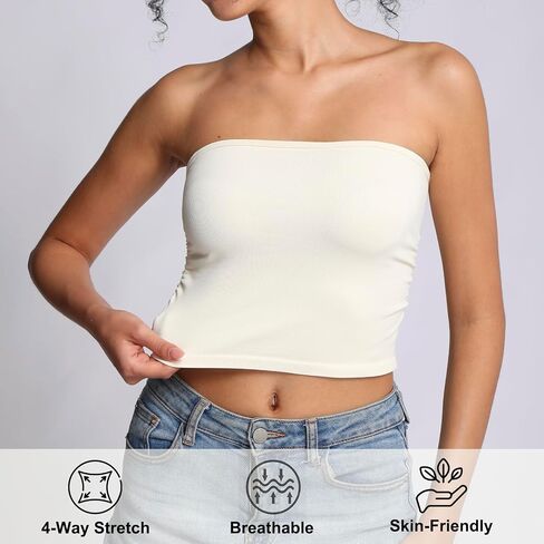 Tube Tops for Women Strapless Bandeau Sleeveless Crop Top Basic Backless Summer Going Out Tank Top in Saudi Arabia