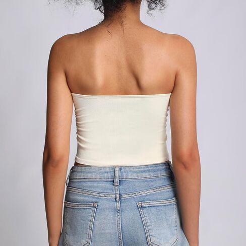 Tube Tops for Women Strapless Bandeau Sleeveless Crop Top Basic Backless Summer Going Out Tank Top in Saudi Arabia