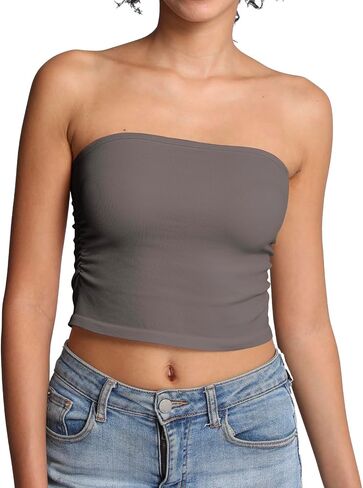 Tube Tops for Women Strapless Bandeau Sleeveless Crop Top Basic Backless Summer Going Out Tank Top in Saudi Arabia