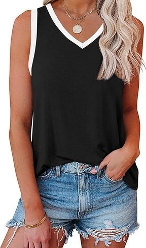 IRISGOD Womens V Neck Tank Tops Summer Cute Loose Fit V Back Sleeveless Shirts in Saudi Arabia