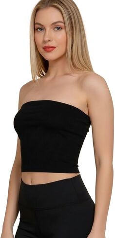 Women’s Stretch Cotton Crop Bandeau Backless Strapless Tube Top in Saudi Arabia