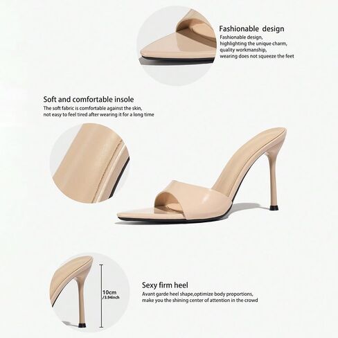 Women'S Pointed Open Toe Stiletto High Heels Dress Mules Sexy Leather Slip On Slingback Backless Heeled Slide Sandals Party Wedding Daily Dress Pumps in Kuwait