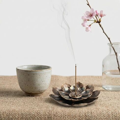 Incense Holders Lotus Brass Stick Incense Holder with 6 Holes Cone Ash Catcher for Meditation Yoga Fragrance Home Office Decor in Kuwait