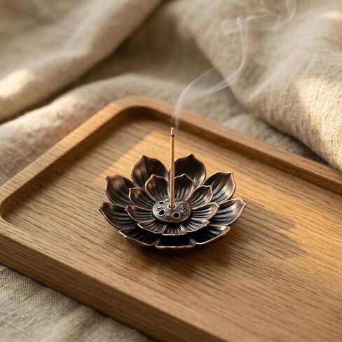 Incense Holders Lotus Brass Stick Incense Holder with 6 Holes Cone Ash Catcher for Meditation Yoga Fragrance Home Office Decor in Kuwait