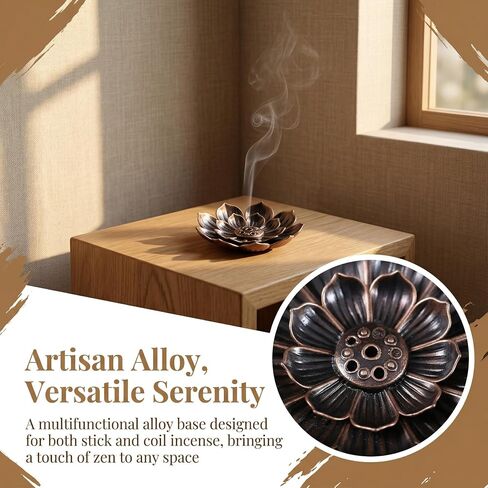 Incense Holders Lotus Brass Stick Incense Holder with 6 Holes Cone Ash Catcher for Meditation Yoga Fragrance Home Office Decor in Kuwait