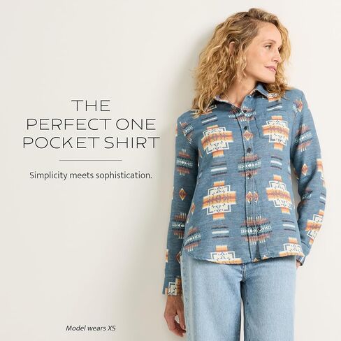 Pendleton The Perfect One Pocket Shirt for Women, Casual Long Sleeve Button Up Collared Blouse, Work Wear Top, Relaxed Fit in Kuwait
