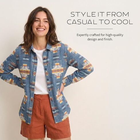 Pendleton The Perfect One Pocket Shirt for Women, Casual Long Sleeve Button Up Collared Blouse, Work Wear Top, Relaxed Fit in Kuwait