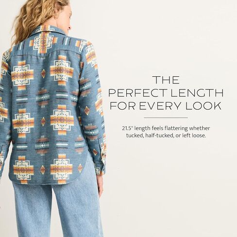 Pendleton The Perfect One Pocket Shirt for Women, Casual Long Sleeve Button Up Collared Blouse, Work Wear Top, Relaxed Fit in Kuwait