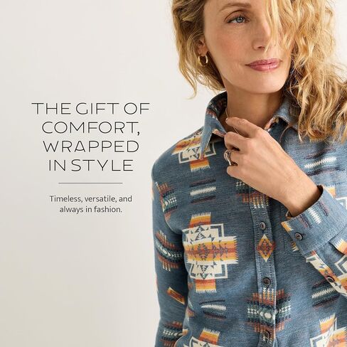 Pendleton The Perfect One Pocket Shirt for Women, Casual Long Sleeve Button Up Collared Blouse, Work Wear Top, Relaxed Fit in Kuwait