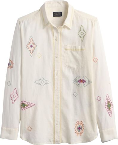 Pendleton The Perfect One Pocket Shirt for Women, Casual Long Sleeve Button Up Collared Blouse, Work Wear Top, Relaxed Fit in Kuwait