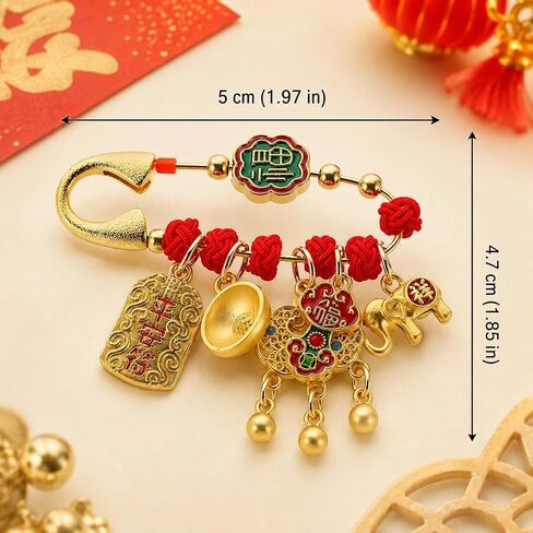 LOGOFUN 2pcs Red String Pregnancy Protection Brooch Baby Safety Lapel Pin | for Clothes Locking Closure Scarf Fixing Headscarf Decoration in Kuwait