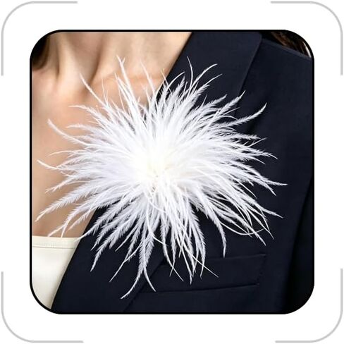 Feather Flower Brooches and Pins for Women Elegant Feather Brooch Floral Lapel Pins Dainty Shawl Pin Wedding Party Dance Dress Suit Accessories Jewelry Costume in Saudi Arabia