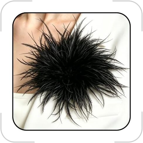 Feather Flower Brooches and Pins for Women Elegant Feather Brooch Floral Lapel Pins Dainty Shawl Pin Wedding Party Dance Dress Suit Accessories Jewelry Costume in Saudi Arabia