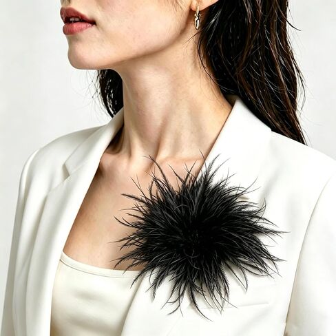 Feather Flower Brooches and Pins for Women Elegant Feather Brooch Floral Lapel Pins Dainty Shawl Pin Wedding Party Dance Dress Suit Accessories Jewelry Costume in Saudi Arabia