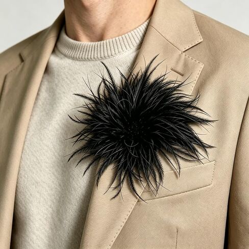 Feather Flower Brooches and Pins for Women Elegant Feather Brooch Floral Lapel Pins Dainty Shawl Pin Wedding Party Dance Dress Suit Accessories Jewelry Costume in Saudi Arabia
