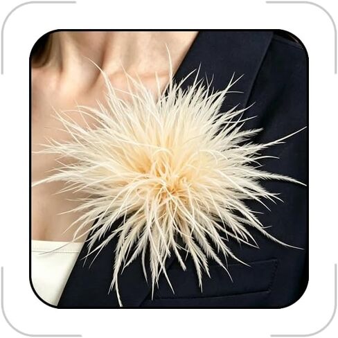Feather Flower Brooches and Pins for Women Elegant Feather Brooch Floral Lapel Pins Dainty Shawl Pin Wedding Party Dance Dress Suit Accessories Jewelry Costume in Saudi Arabia