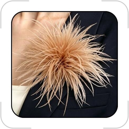 Feather Flower Brooches and Pins for Women Elegant Feather Brooch Floral Lapel Pins Dainty Shawl Pin Wedding Party Dance Dress Suit Accessories Jewelry Costume in Saudi Arabia