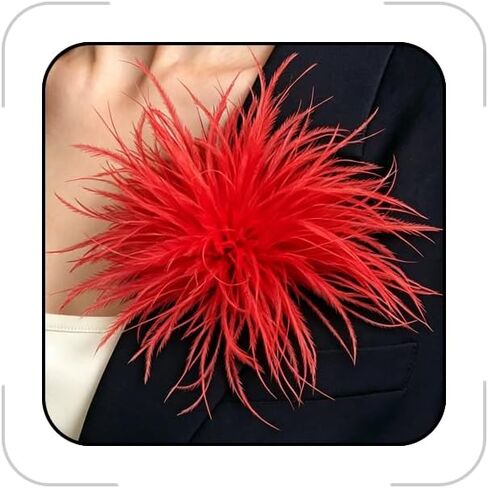 Feather Flower Brooches and Pins for Women Elegant Feather Brooch Floral Lapel Pins Dainty Shawl Pin Wedding Party Dance Dress Suit Accessories Jewelry Costume in Saudi Arabia