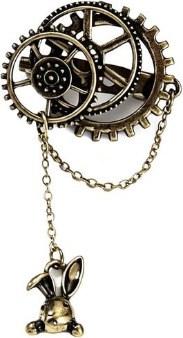 coadipress Steampunk والعتاد بروش للنساء الرجال الرجعية خمر البرونزية أرنب سحر طية صدر السترة دبوس القوطية Steampunk الملحقات هالوين هالوين المجوهرات in Kuwait
