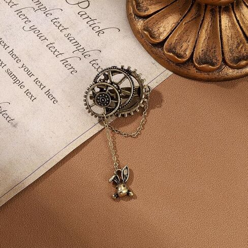 coadipress Steampunk والعتاد بروش للنساء الرجال الرجعية خمر البرونزية أرنب سحر طية صدر السترة دبوس القوطية Steampunk الملحقات هالوين هالوين المجوهرات in Kuwait