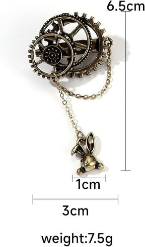 coadipress Steampunk والعتاد بروش للنساء الرجال الرجعية خمر البرونزية أرنب سحر طية صدر السترة دبوس القوطية Steampunk الملحقات هالوين هالوين المجوهرات in Kuwait