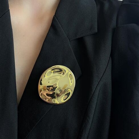 PLwelth Vintage Geometric Brooch Pins for Women Men Gold Chunky Metal Lapel Badges Dainty Irregular Round Disc Pins for Suit Hat Dress Coat Sweater Scarves Decor Fashion Jewelry Gifts Wedding Party in Kuwait