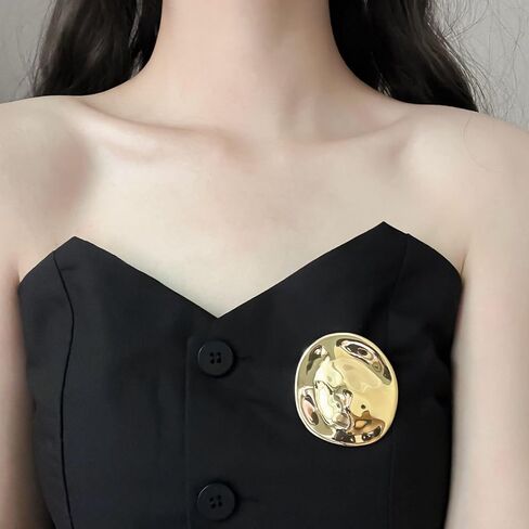 PLwelth Vintage Geometric Brooch Pins for Women Men Gold Chunky Metal Lapel Badges Dainty Irregular Round Disc Pins for Suit Hat Dress Coat Sweater Scarves Decor Fashion Jewelry Gifts Wedding Party in Kuwait