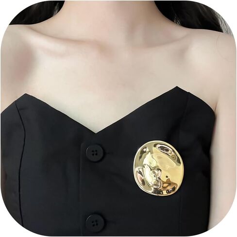 PLwelth Vintage Geometric Brooch Pins for Women Men Gold Chunky Metal Lapel Badges Dainty Irregular Round Disc Pins for Suit Hat Dress Coat Sweater Scarves Decor Fashion Jewelry Gifts Wedding Party in Kuwait
