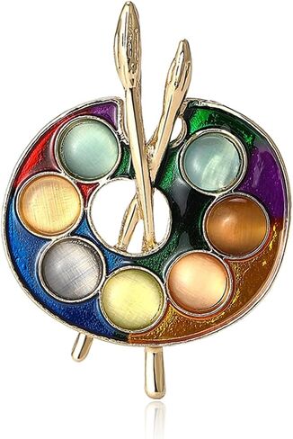Elegant Artist Paint Palette Brooch Pin for Women Men Sparkling Colorful Crystal Enamel Brooch Gold-Plated Fashion Hat Bag Suit Tie Birthday Xmas Jewelry Gifts for Teachers Painters Art Lovers in Kuwait