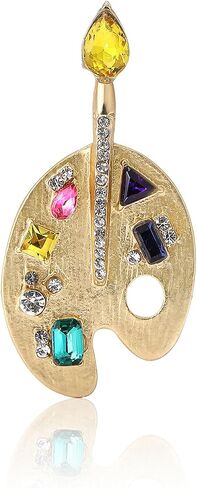 Elegant Artist Paint Palette Brooch Pin for Women Men Sparkling Colorful Crystal Enamel Brooch Gold-Plated Fashion Hat Bag Suit Tie Birthday Xmas Jewelry Gifts for Teachers Painters Art Lovers in Kuwait