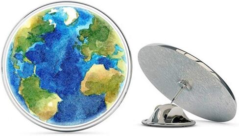 Planet Earth Beautiful Watercolor Metal 0.75" Lapel Hat Pin Tie Tack Pinback in Kuwait