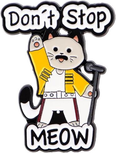 Don't Stop MEOW Cat Enamel Pin Queen Inspired Music & Cat Lover Metal Badge Brooch in Saudi Arabia