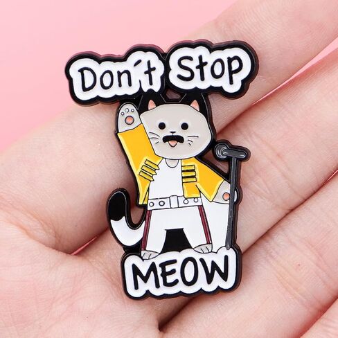 Don't Stop MEOW Cat Enamel Pin Queen Inspired Music & Cat Lover Metal Badge Brooch in Saudi Arabia