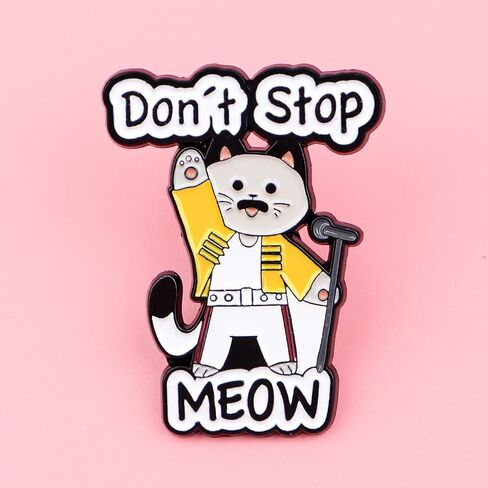Don't Stop MEOW Cat Enamel Pin Queen Inspired Music & Cat Lover Metal Badge Brooch in Saudi Arabia