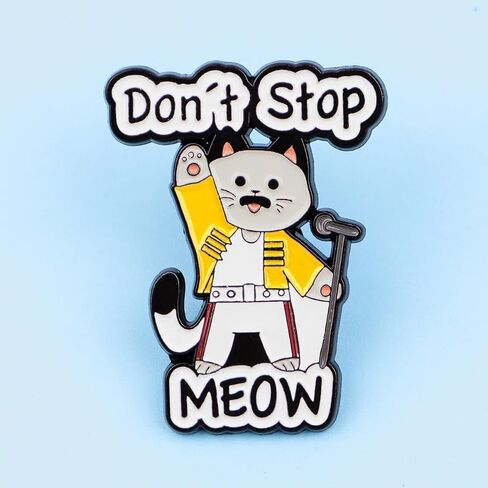 Don't Stop MEOW Cat Enamel Pin Queen Inspired Music & Cat Lover Metal Badge Brooch in Saudi Arabia